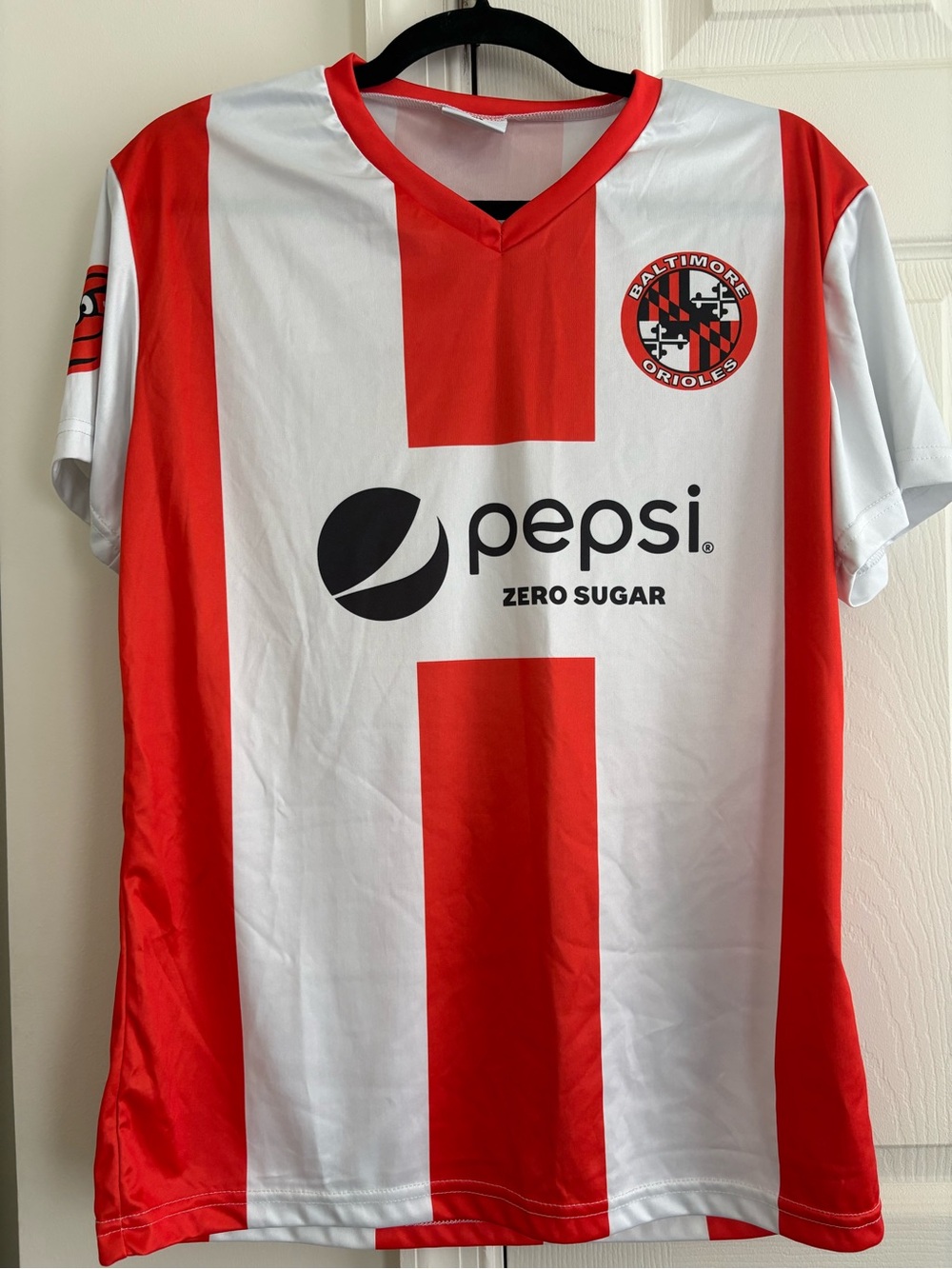 Baltimore Orioles Jersey Men M Orange White Soccer 2023 Pepsi Zero Promotion